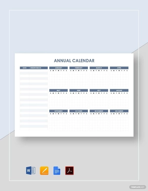 Blank Annual Calendar Template Blank Annual Calendar Template
