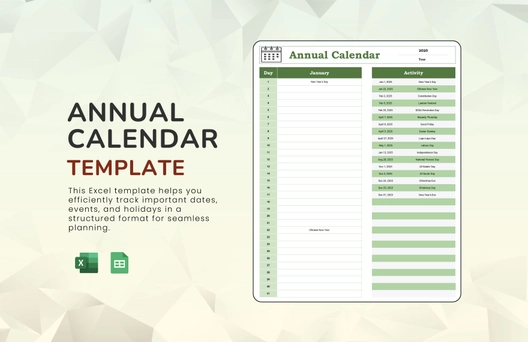 Annual Calendar Template