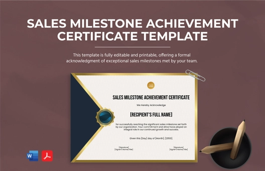Sales Milestone Achievement Certificate Template