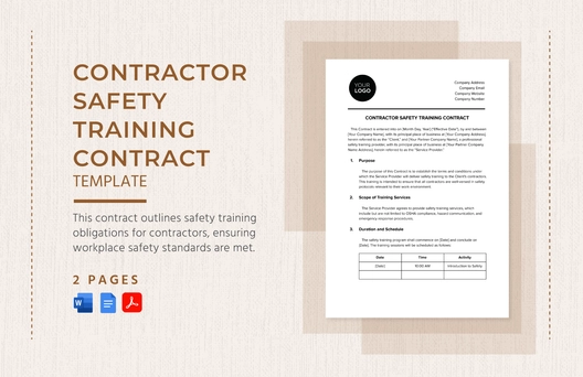 Contractor Safety Training Contract Template