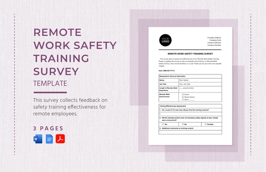 Remote Work Safety Training Survey Template