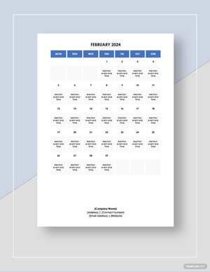 Company Event Calendar Template