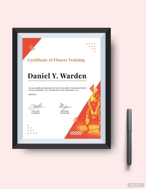 Fitness Training Certificate Template