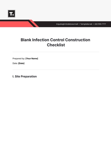 Free Blank Infection Control Construction Checklist Template to Edit Online