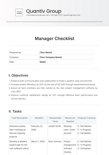 Free Manager Checklist Template to Edit Online