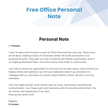 Free Office Personal Note Template to Edit Online