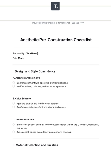 Free Aesthetic Pre Construction Checklist to Edit Online