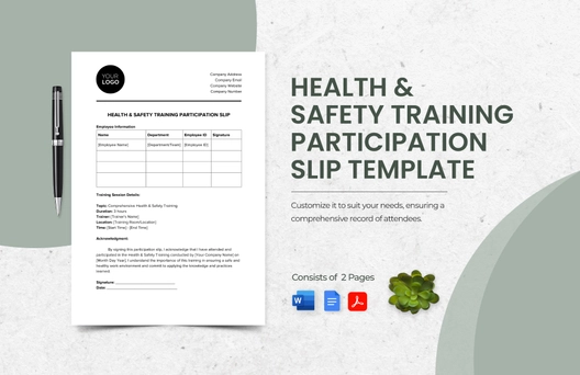 Health & Safety Training Participation Slip Template