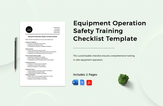 Equipment Operation Safety Training Checklist Template
