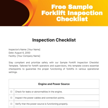 Free Sample Forklift Inspection Checklist Template to Edit Online