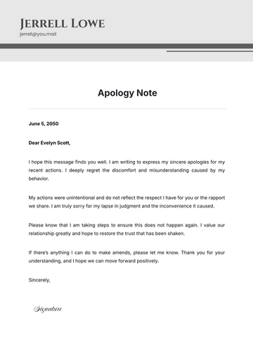 Free Apology Note Template to Edit Online