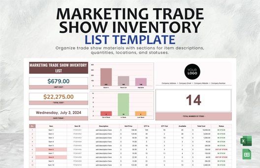 Marketing Trade Show Inventory List Template