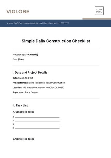 Free Daily Construction Checklist Template to Edit Online