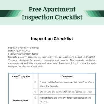 Free Apartment Inspection Checklist Template to Edit Online