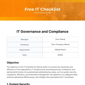Free IT Checklist For Internal Audit Template to Edit Online