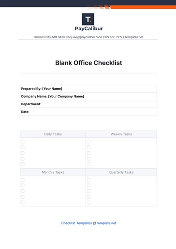 Free Blank Office Checklist Template to Edit Online