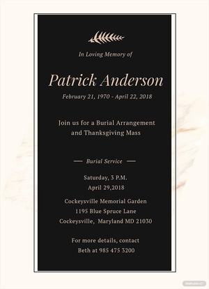 Funeral Service Invitation Template