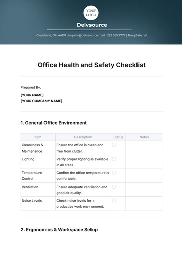 Free Office Health and Safety Checklist Template to Edit Online