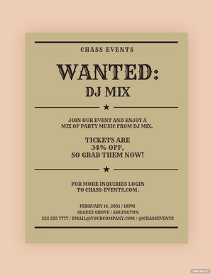 Wanted Birthday Party Flyer Template