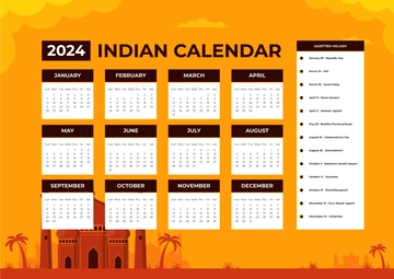 Free Indian Calendar 2024 Template to Edit Online