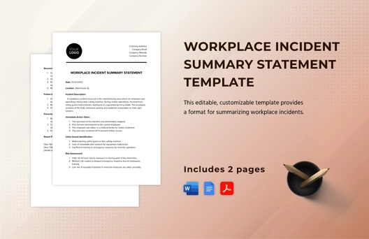 Workplace Incident Summary Statement Template