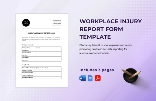 Workplace Injury Report Form Template
