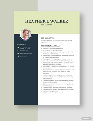 Dry Cleaner Resume