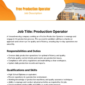 Free Production Operator Job Description Template to Edit Online