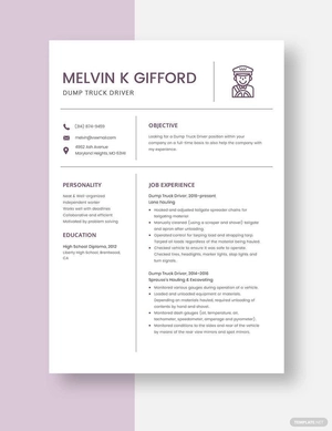 Dump Truck Driver Resume