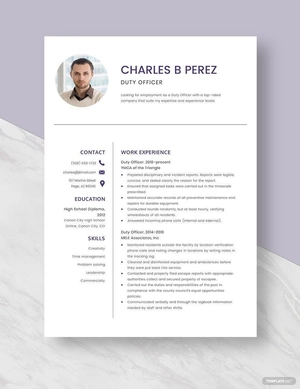 Duty Officer Resume
