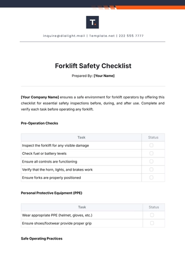 Free Forklift Safety Checklist Template to Edit Online