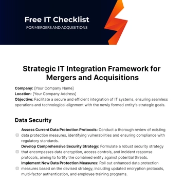 Free IT Checklist for Mergers and Acquisitions Template to Edit Online