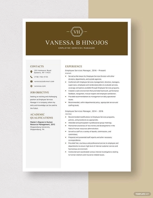 Employee Services Manager Resume