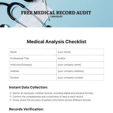 Free Medical Record Audit Checklist Template to Edit Online
