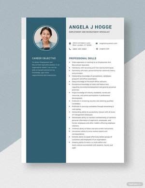 Employment and Recruitment Specialist Resume