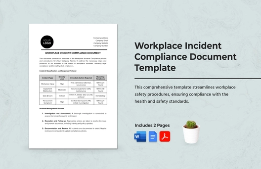 Workplace Incident Compliance Document Template Workplace Incident Compliance Document Template