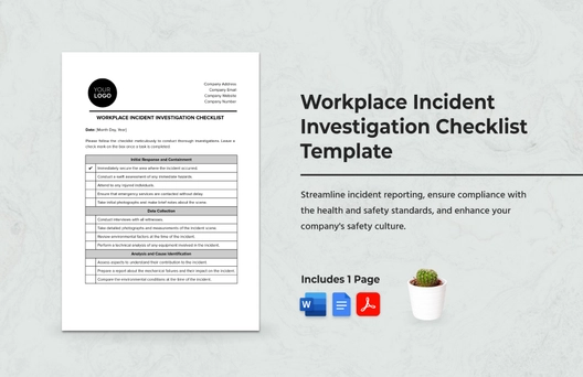 Workplace Incident Investigation Checklist Template