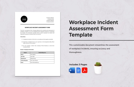 Workplace Incident Assessment Form Template