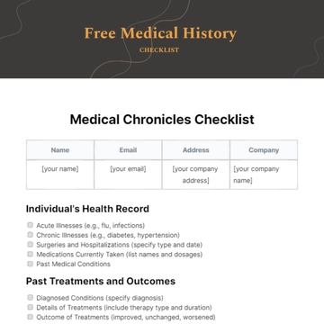 Free Medical History Checklist Template to Edit Online