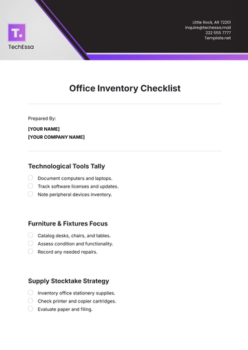 Free Office Inventory Checklist Template to Edit Online