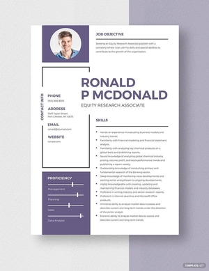 Equity Research Associate Resume