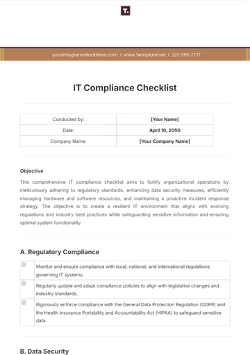 Free IT Compliance Checklist Template to Edit Online