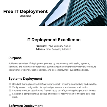 Free IT Deployment Checklist Template to Edit Online