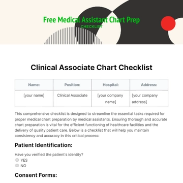 Free Medical Assistant Chart Prep Checklist Template to Edit Online