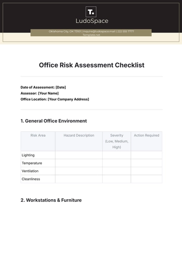 Free Office Risk Assessment Checklist Template to Edit Online