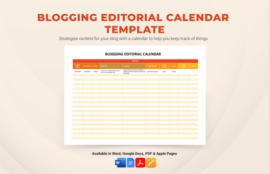 Blogging Editorial Calendar Template Blogging Editorial Calendar Template