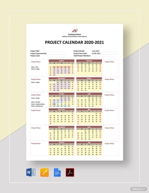 Simple Project Calendar Template