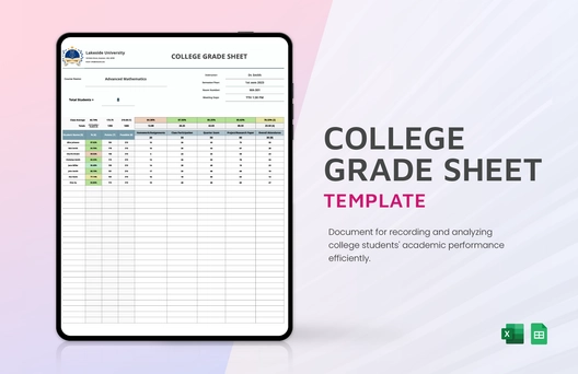 College Grade Sheet Template
