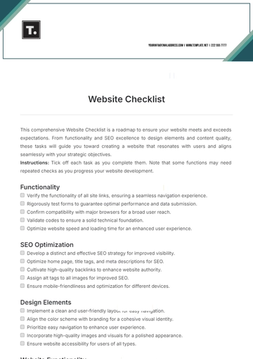 Free Website Checklist Template to Edit Online