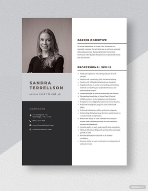 Animal Care Technician Resume
